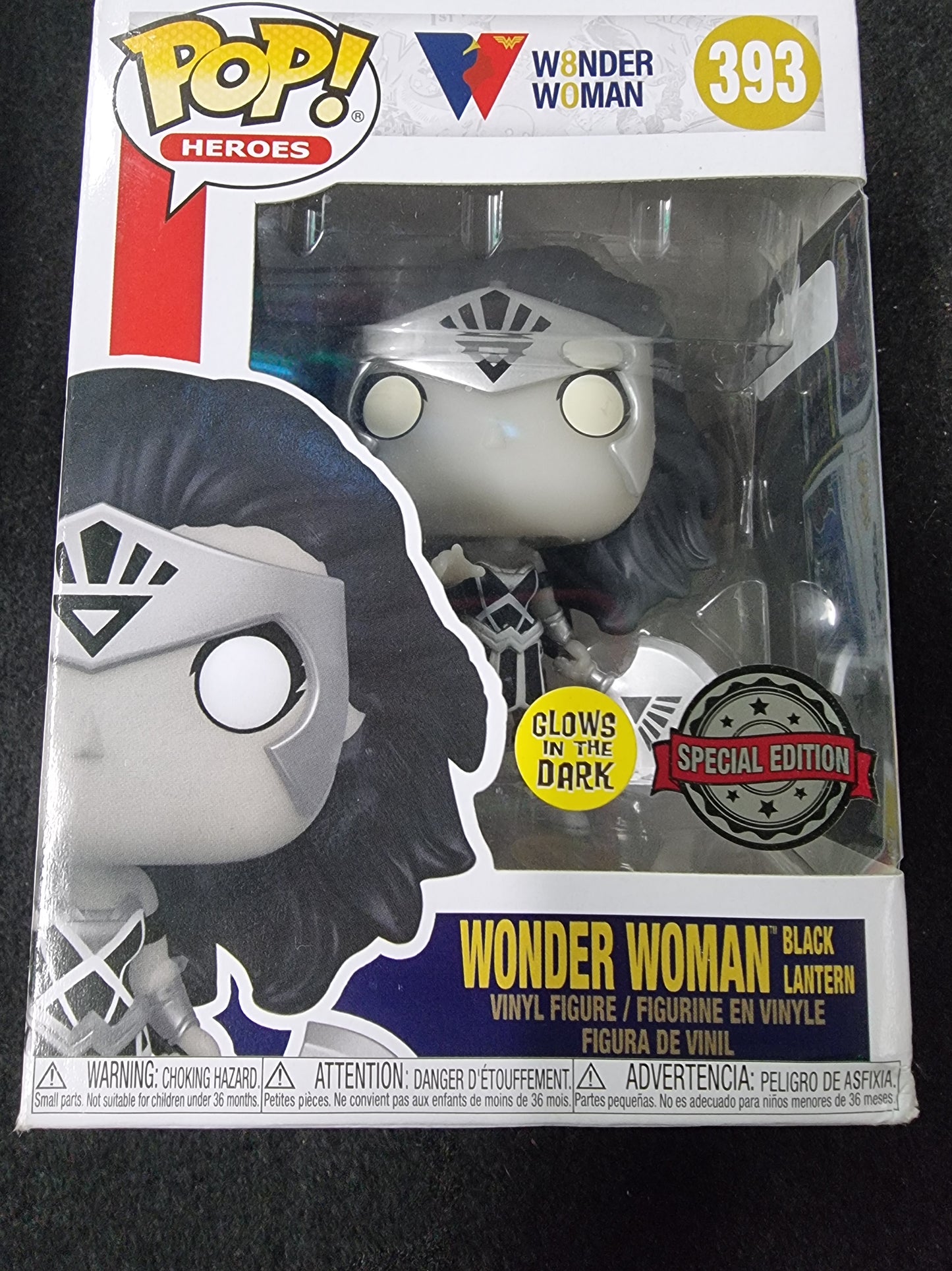 FUNKO POP WONDER WOMAN BLACK LANTERN # 393 GLOWS IN THE DARK SPECIAL EDITION