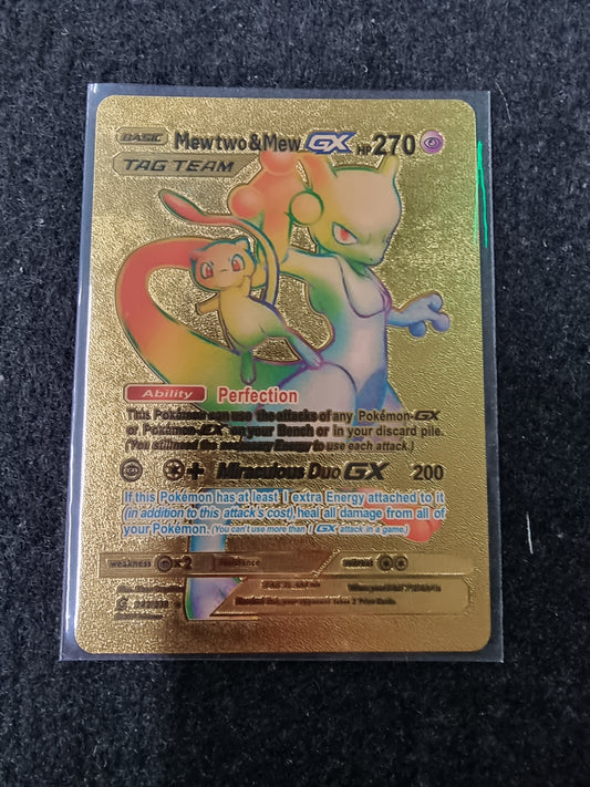 Pokemon Gold Metal Card - Rainbow Charizard , Rainbow Mew & Mewtwo , Dragonite