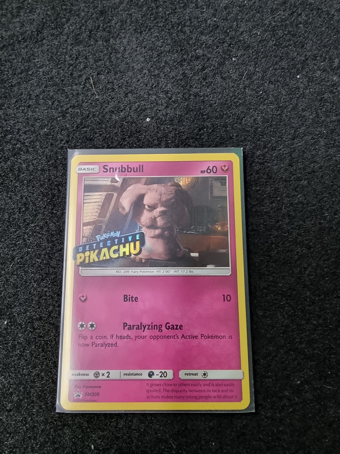 Snubbull Pokemon TCG SM200 Rare Holo Detective Pikachu