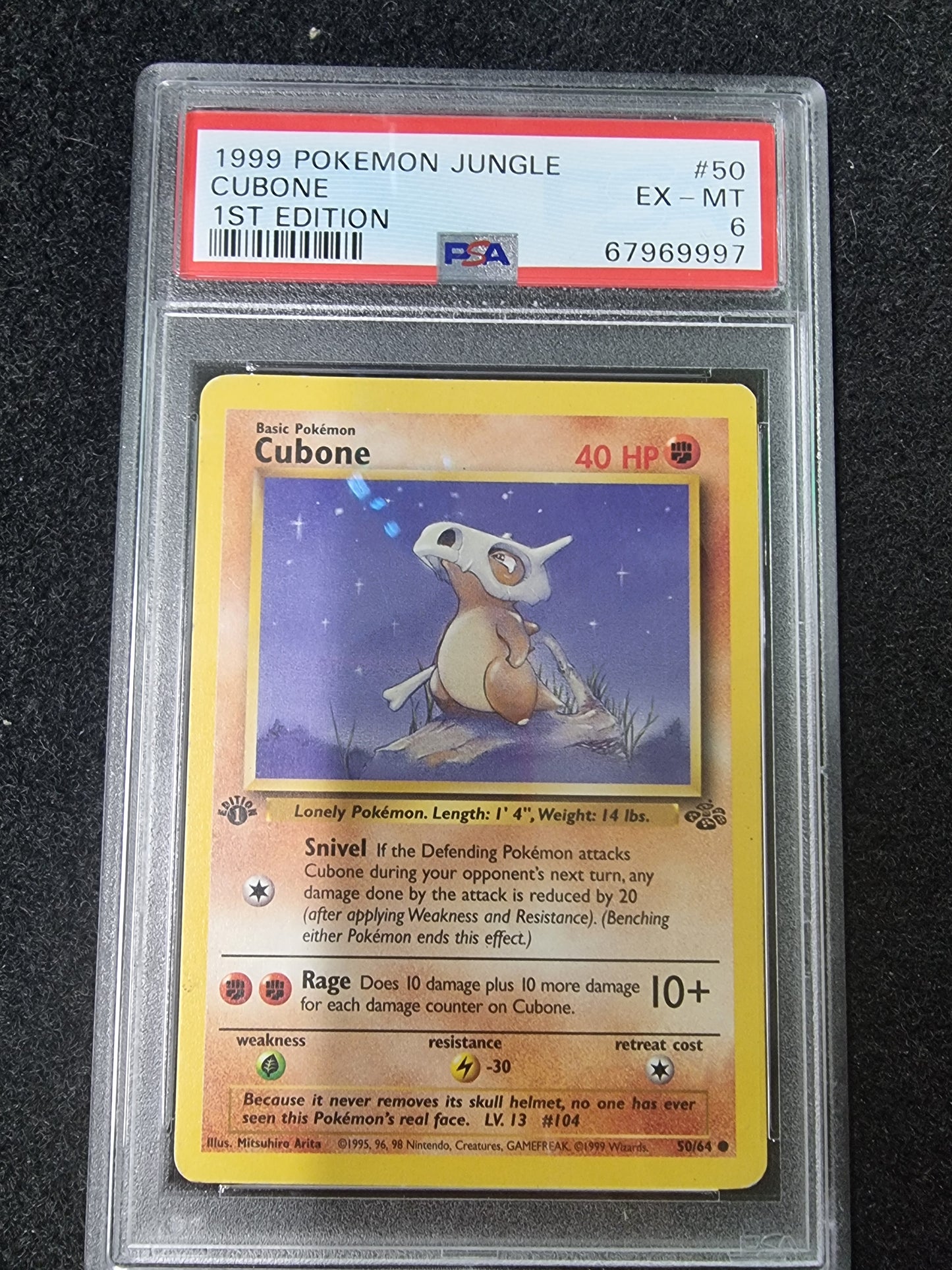 1999 Cubone Jungle 1st Edition PSA EX-MT 6 50/64 Common Pokemon Card