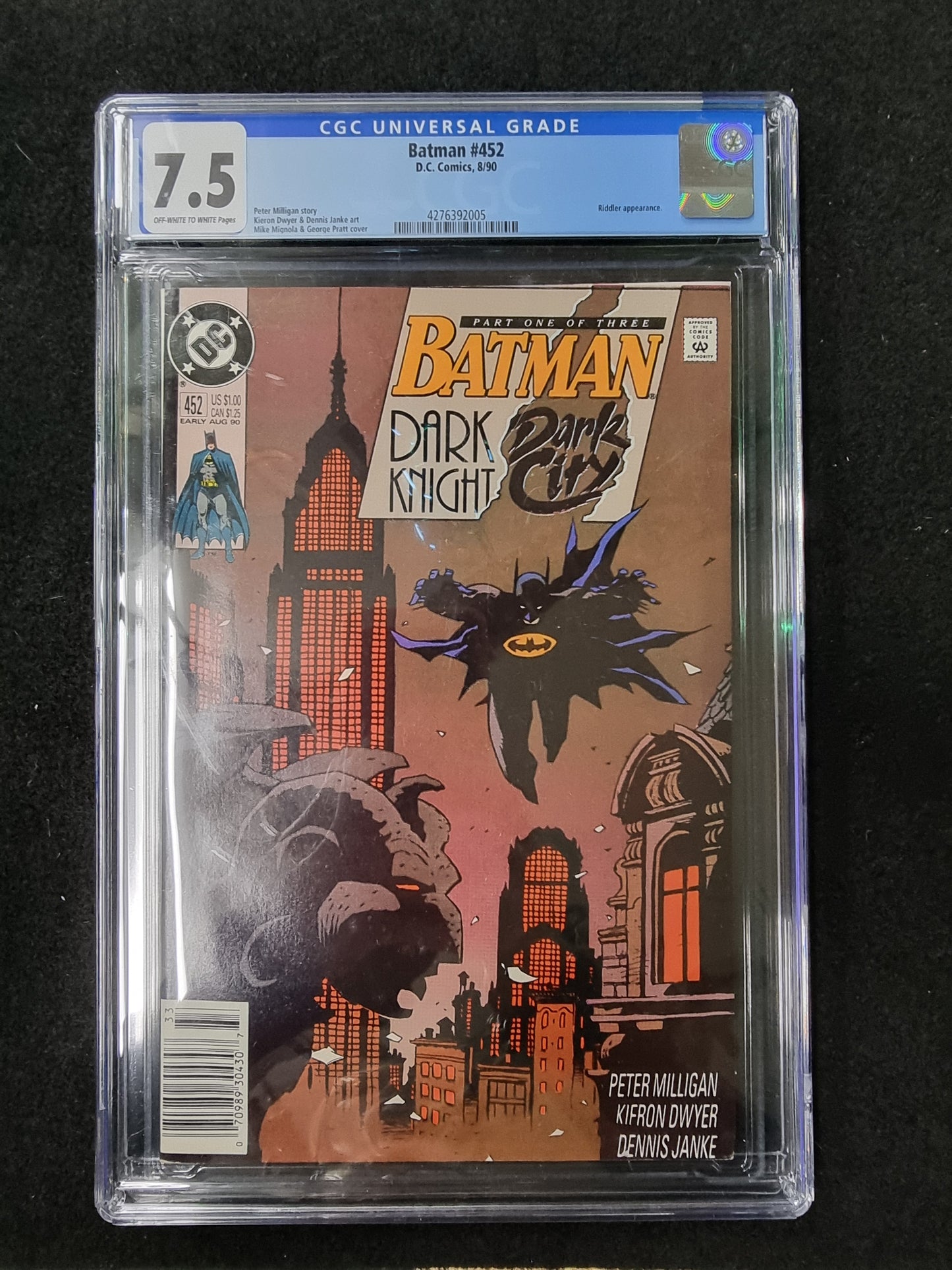 BATMAN #452 - CGC 7.5 DC COMICS - 1990 - RIDDLER APP. -MIGNOLA & PRATT COVER