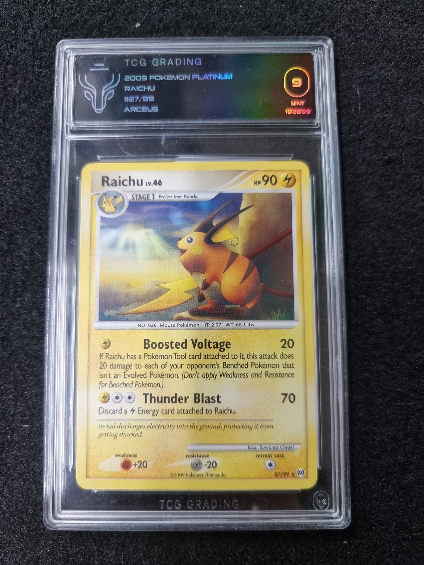 2009 Pokemon Arceus RAICHU 27/99) TGC 9 MINT