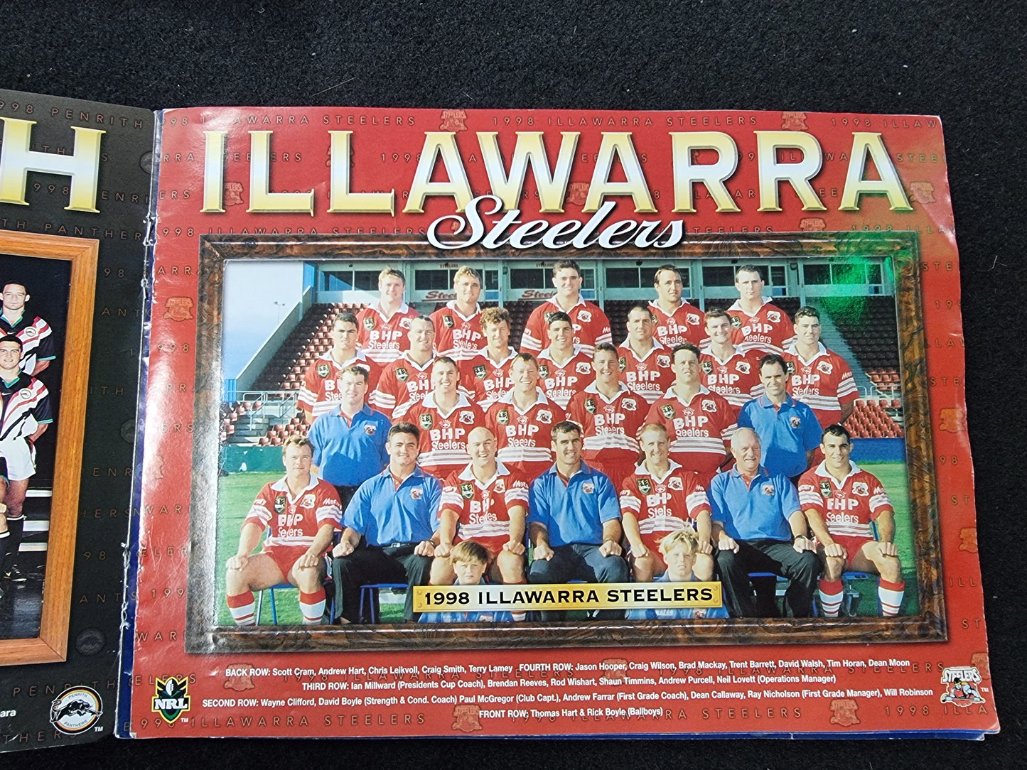 1998 NRL Telegraph set of 20 team photos and the Footy Show panel in album