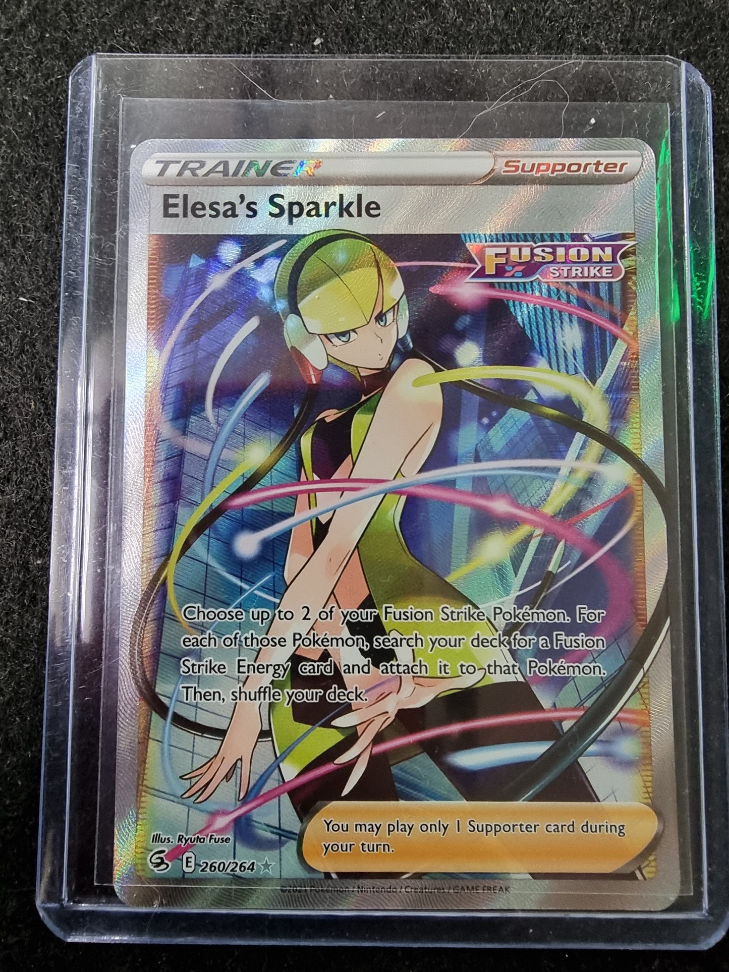 Pokemon TCG Elesas Sparkle Full Art Trainer Fusion Strike Card 260/264