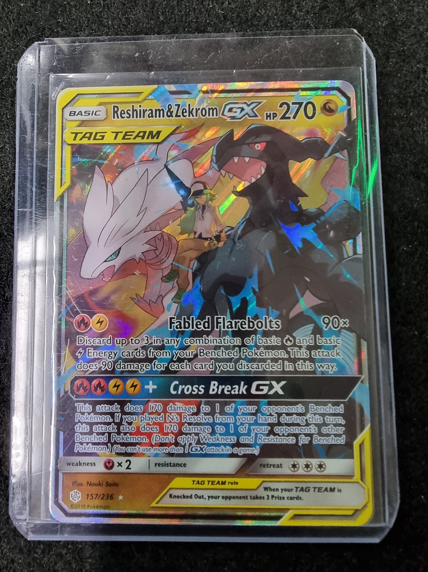 Pokémon TCG Sun And Moon Reshiram & Zekrom Tag Team GX 157/236 Cosmic Eclipse