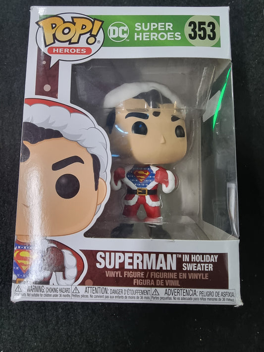 FUNKO POP DC SUPER HEROES SUPERMAN IN HOLIDAY SWEATER #353