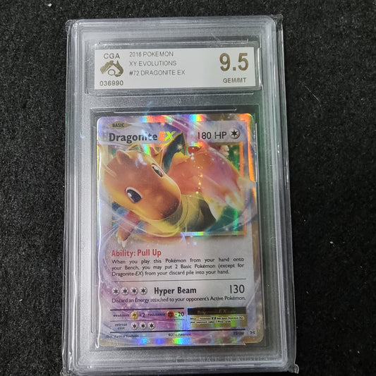 Pokémon XY Evolutions Holo Dragonite EX #72/108 - CGA 9.5 GEM/MT