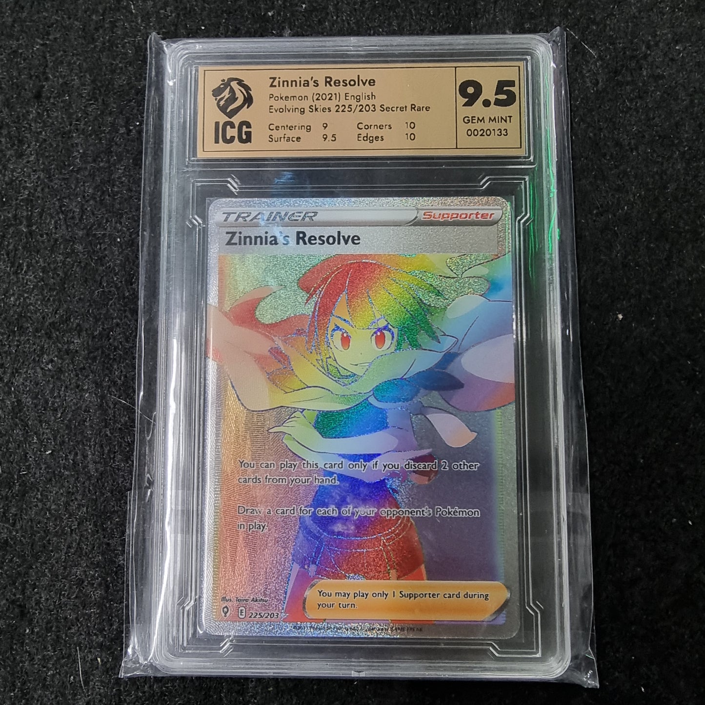 Pokemon Zinnia’s Resolve #225 Evolving Skies ICG 9.5 GEM MINT