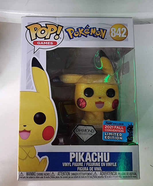 FUNKO POP POKEMON PIKACHU #842 DIAMOND COLLECTION 2021 FALL CONVENTION