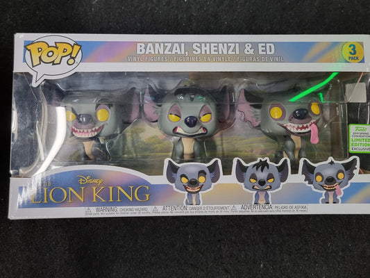 FUNKO POP DISNEY THE LION KING BANAI, SHENZI, & ED 3 PACK 2019 SPRING CONVENTION LIMITED EDITION