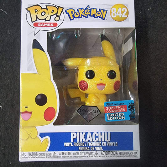 FUNKO POP POKEMON PIKACHU DIAMOND COLLECTION 2021 FALL CONVENTION #842