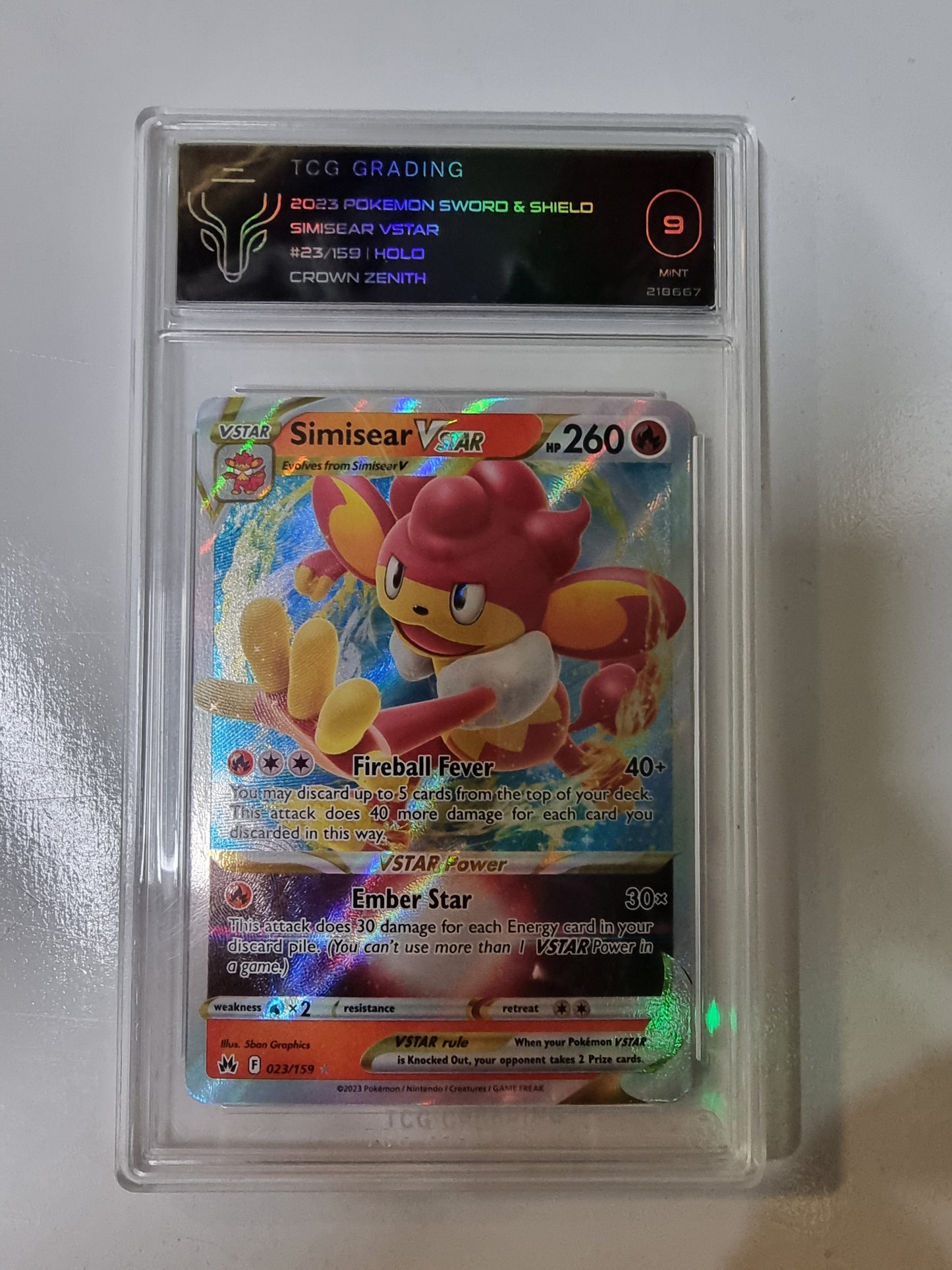 2023 Pokémon Japanese Sword & Shield Simisear Vstar  #23/159 Holo Crown Zenth TCG GRADING 9MNT