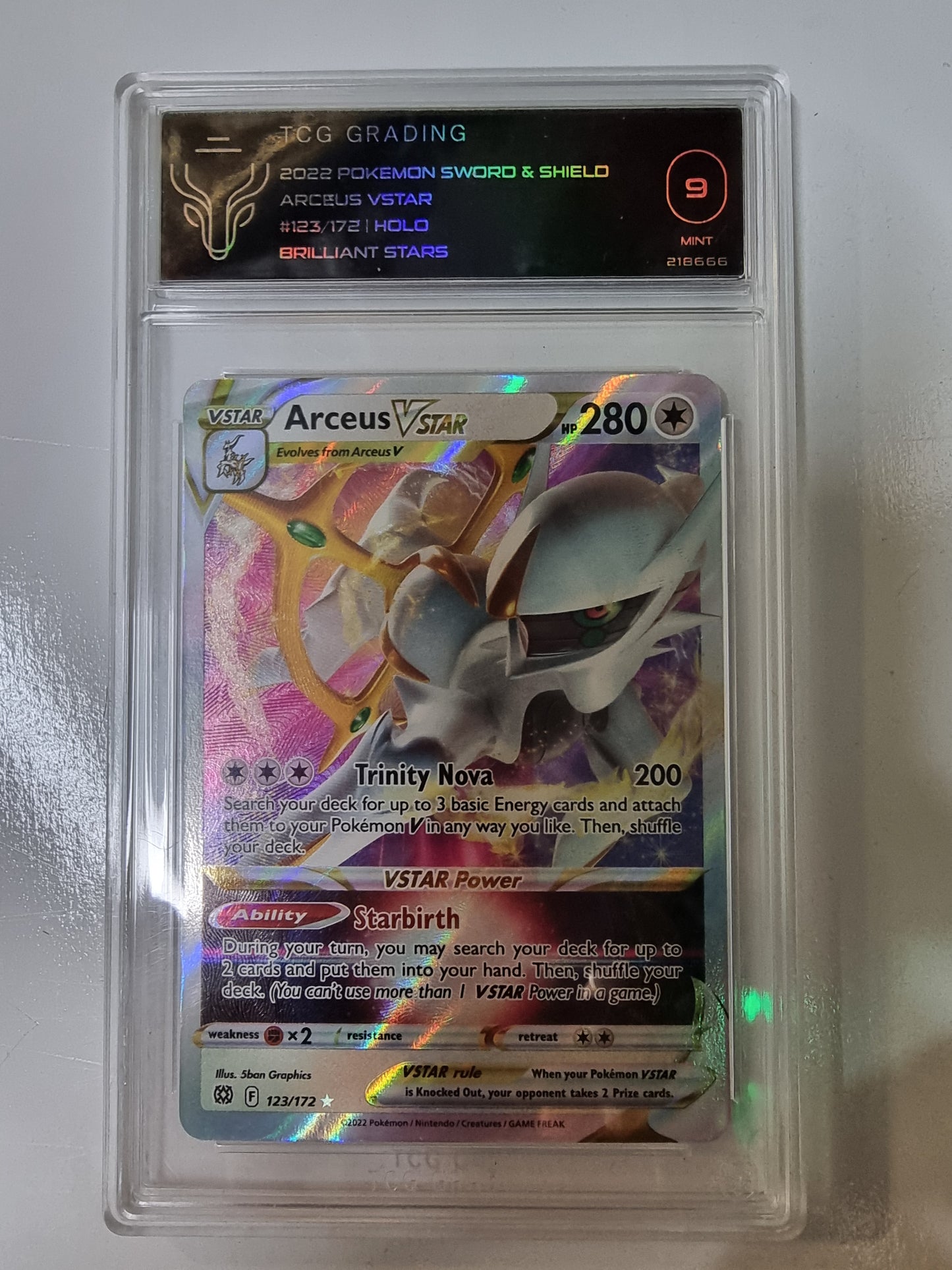 2022 Pokemon SWORD & SHIELD ARCEUS VSTAR Brilliant Stars #123 HOLO TCG 9 MNT