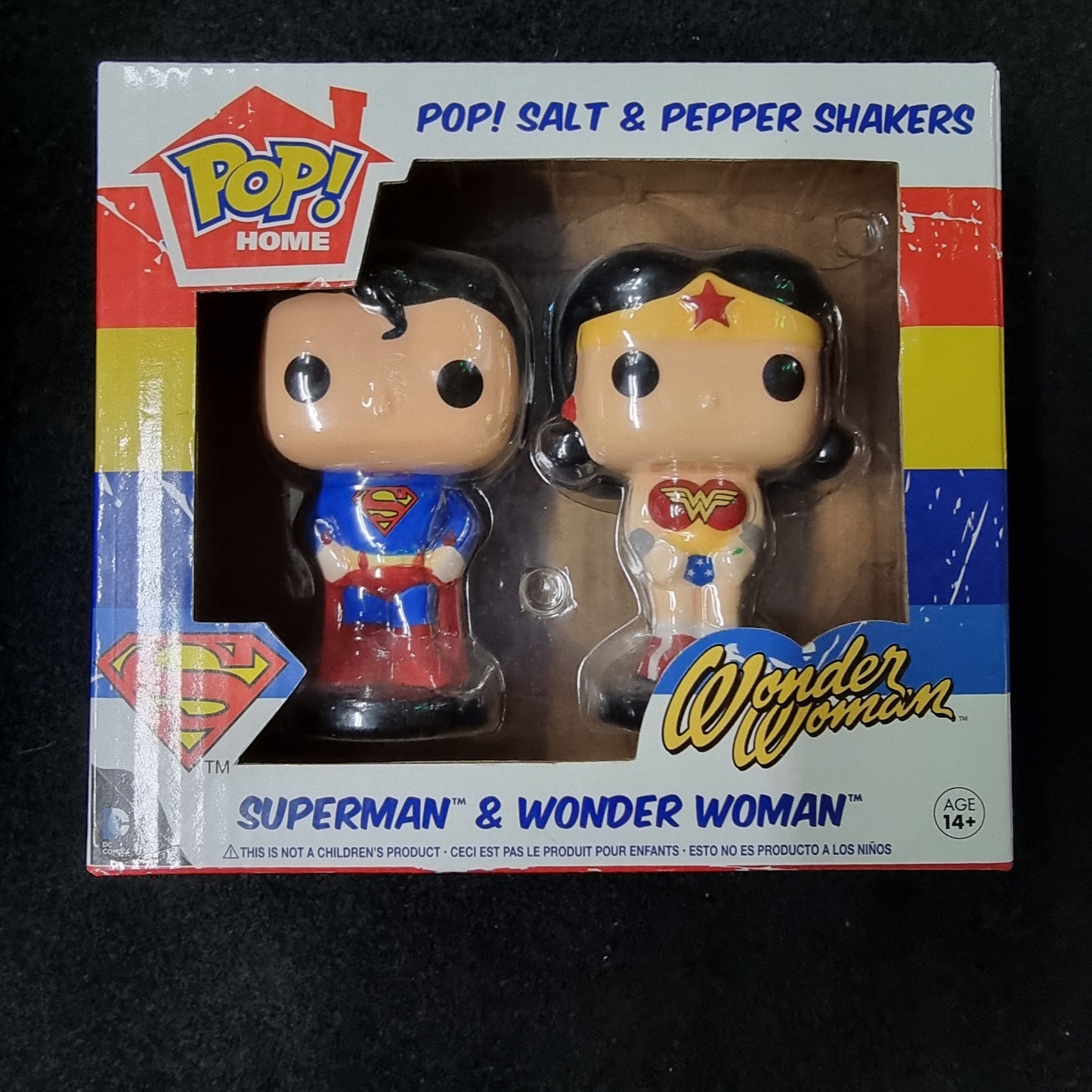 POP HOME SUPERMAN & WONDER WOMAN SALT & PPEPPER SHAKERS