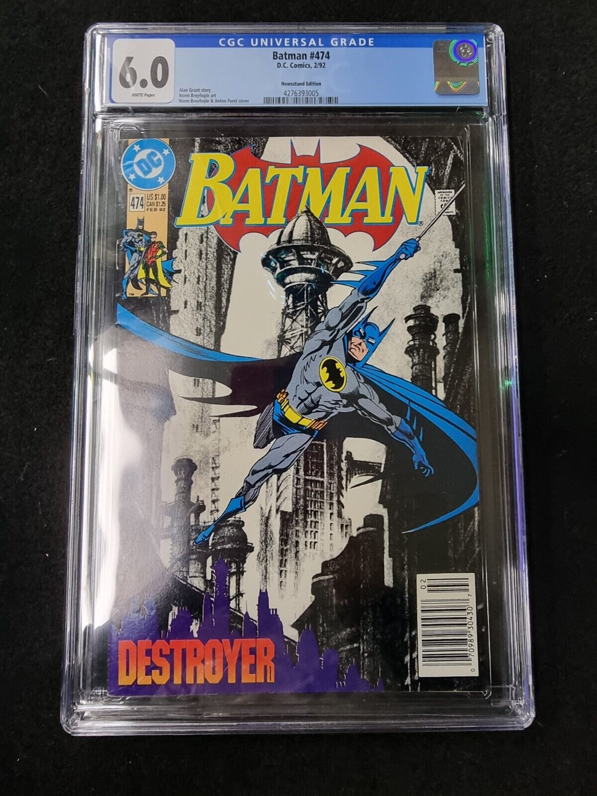 Batman #474 CGC 6.0 ( DC 1992) Bronze Age - White Pages - Norm Brefogle Cover