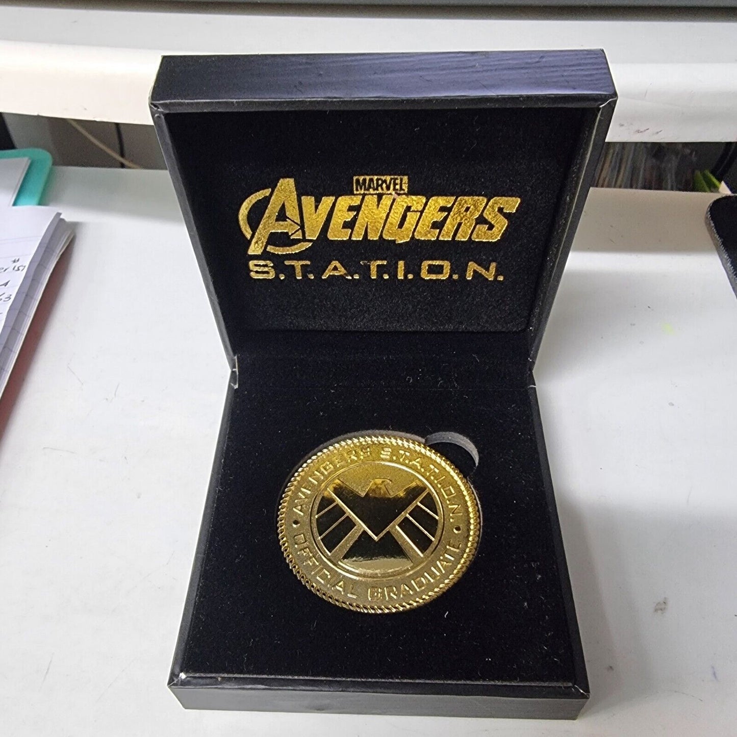 MARVEL Avengers S.T.A.T.I.O.N.  Gold Tone Medal Coin Medallion 