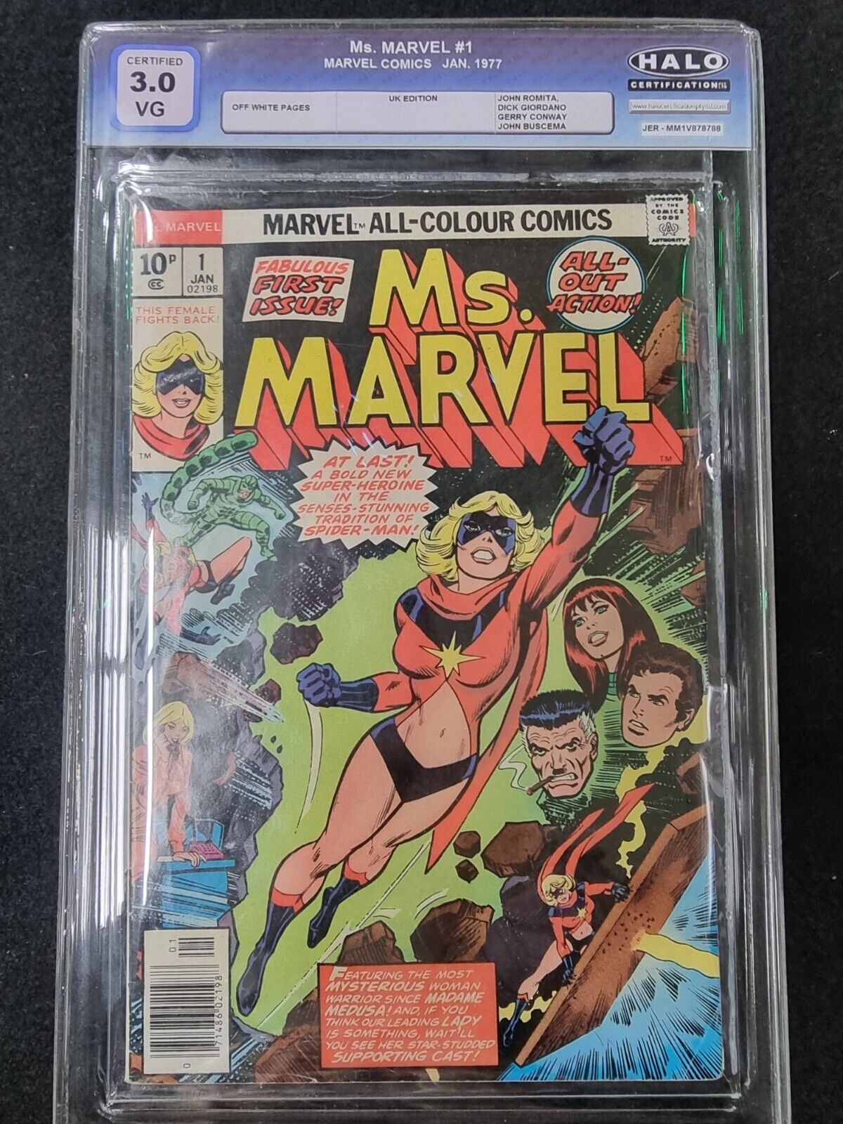 Ms. Marvel #1 HALO 3.0 VG Marvel Comics 1977 1st Carol Danvers Movie  Romita