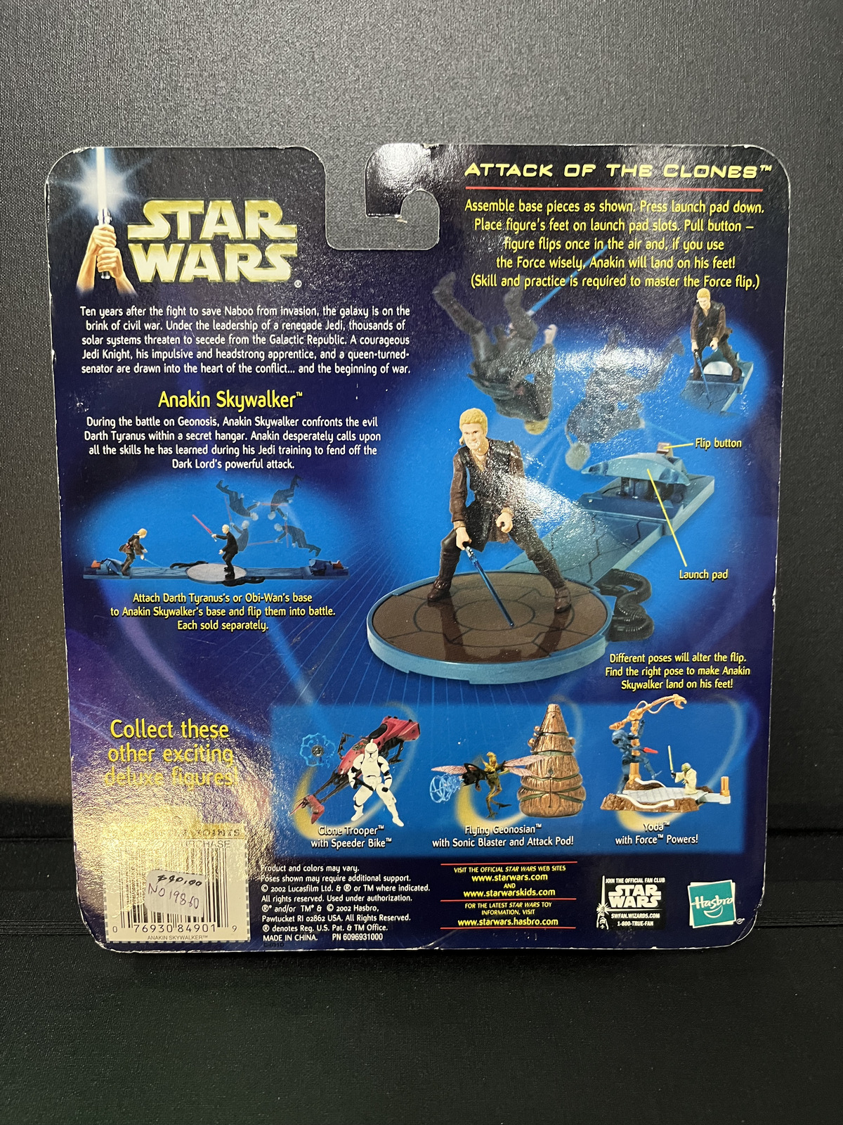 Anakin Skywalker With Force Flipping attack! Star Wars AOTC 3.75 Action Figures