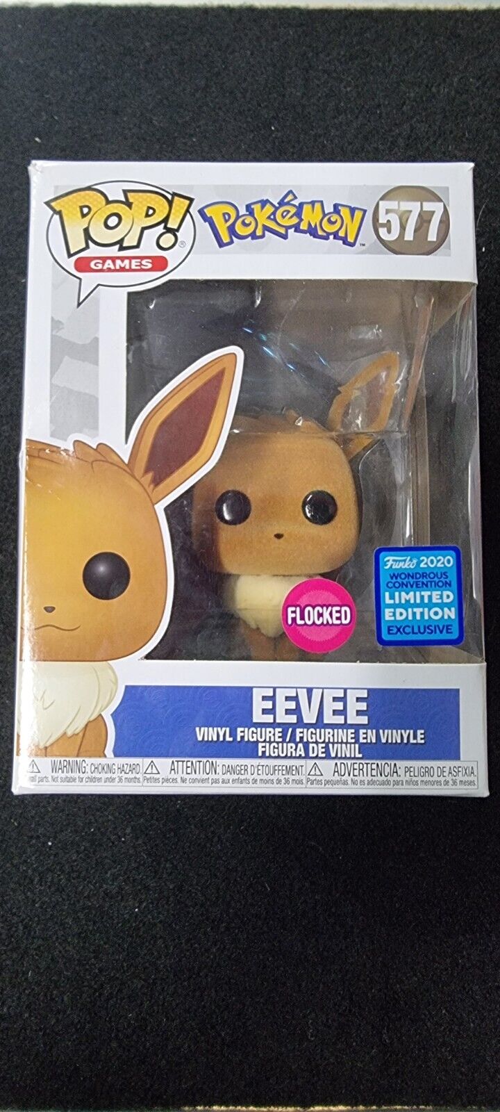 Pop Vinyl Eevee 2020 Pokémon 577 Flocked Funko Wonderous Convention Exclusive