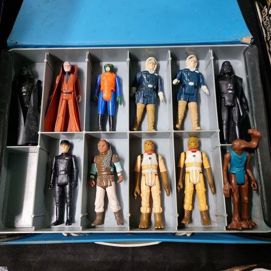 1977 Star Wars Mini-Action Figures Collector’s Case Grey Tray + Figures Kenner 