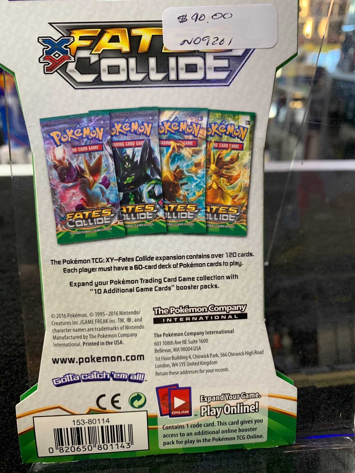 Pokémon XY fates collide 2016 booster pack