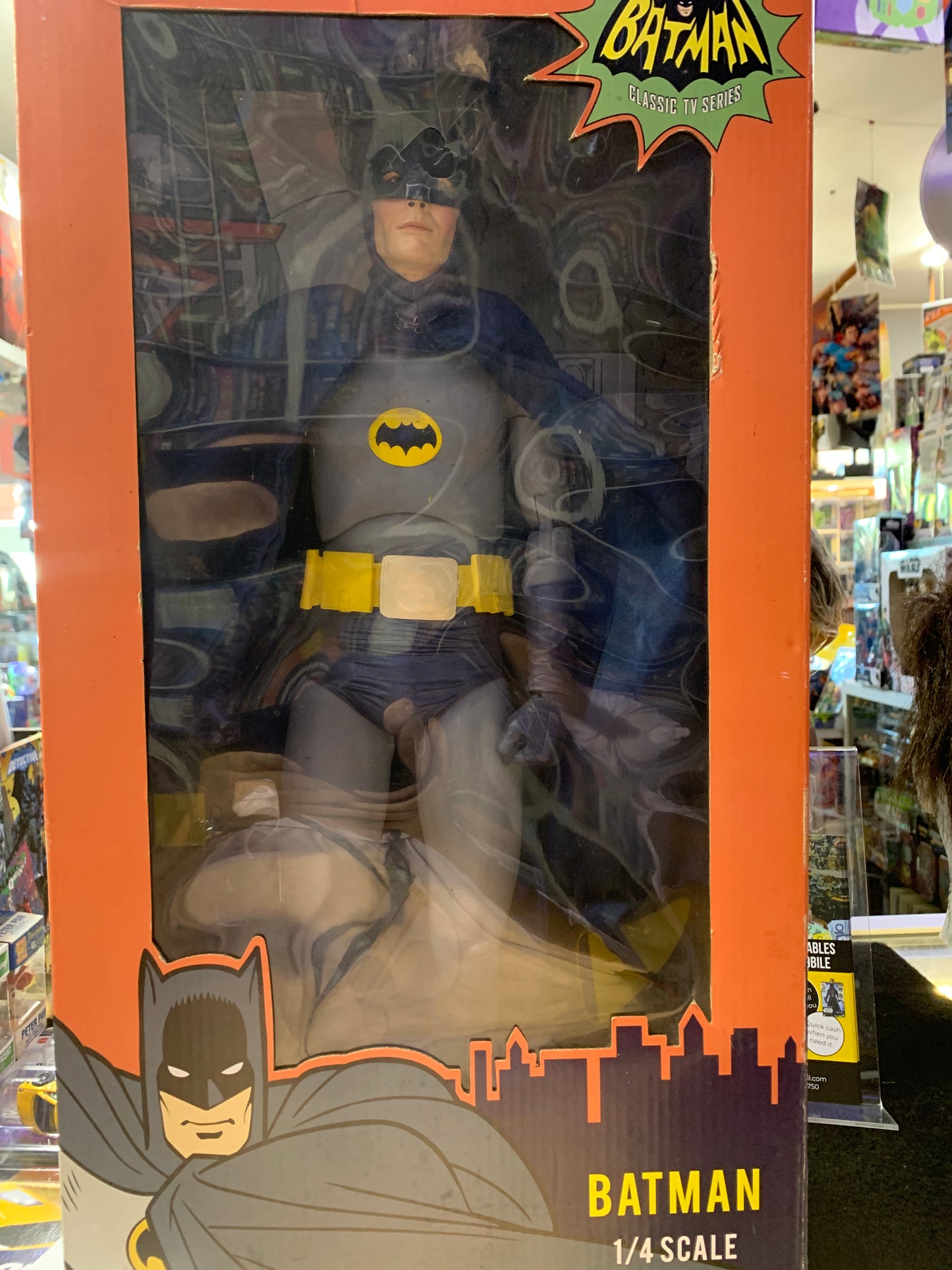 Batman 1/4 scale classic tv series action figure box damaged item as is as per picture Neca