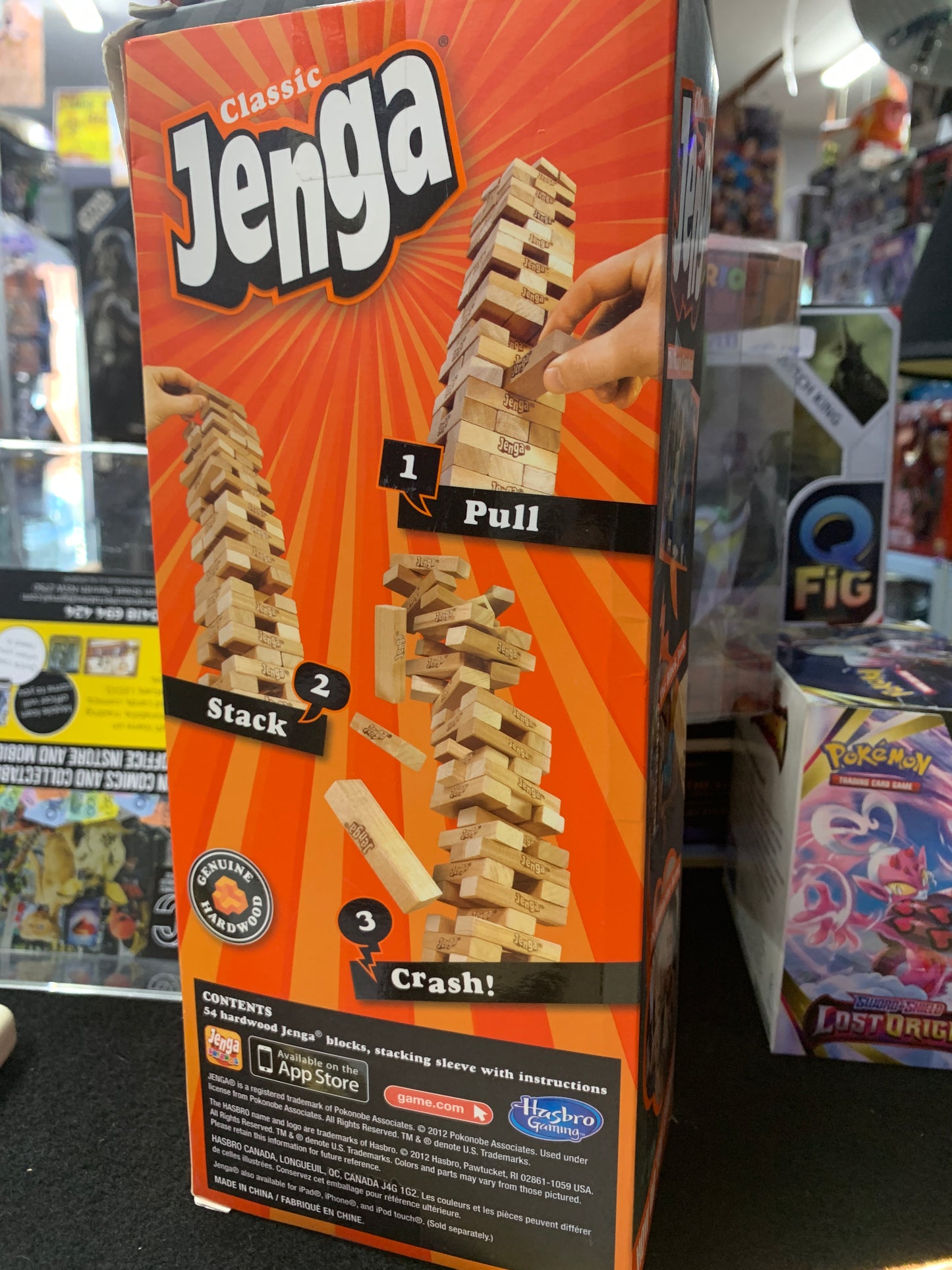 Jenga game from Hasbro opened