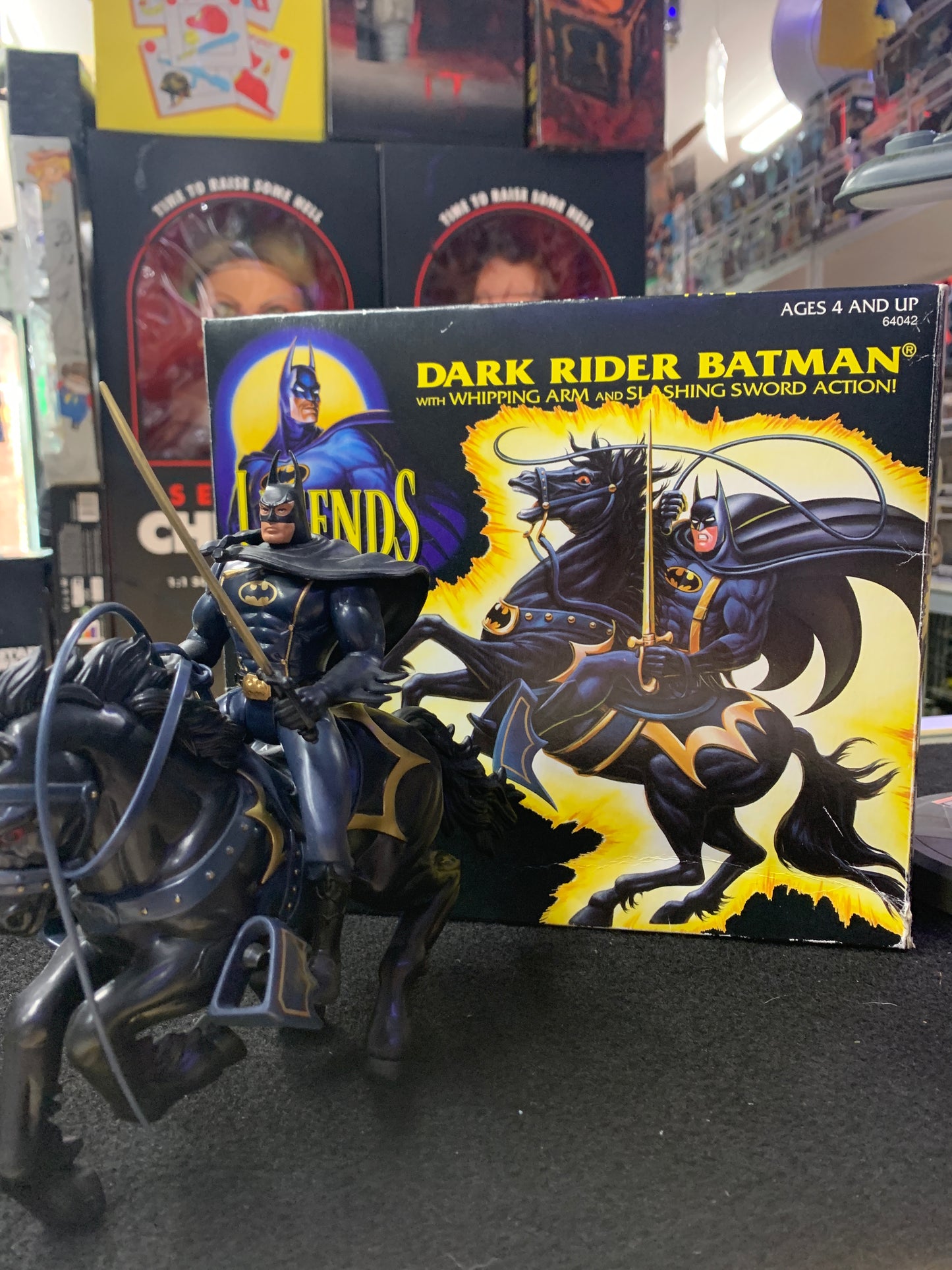 Dark rider Batman and rearing battle stallion