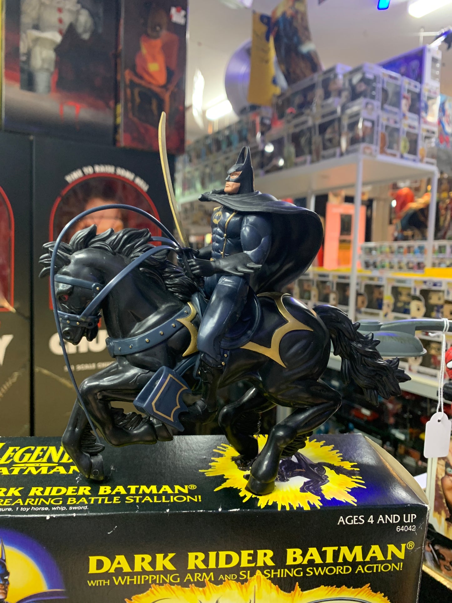 Dark rider Batman and rearing battle stallion