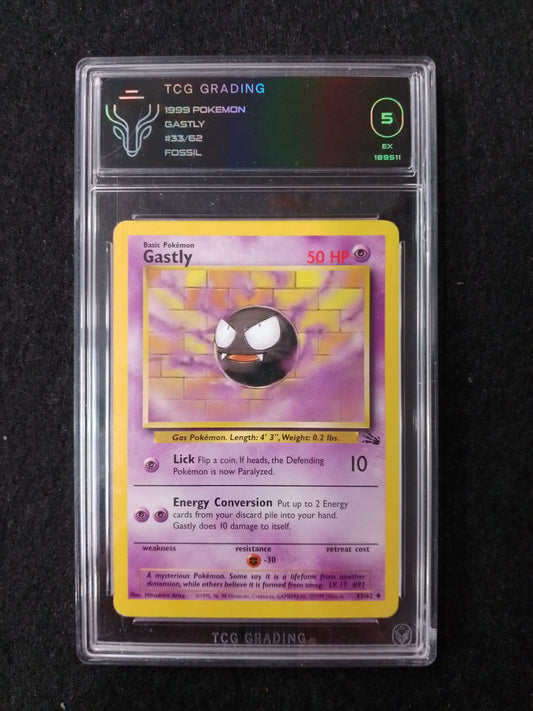 Pokemon 1999 Gastly #33/62 Fossil TCG Graded Card - N08955