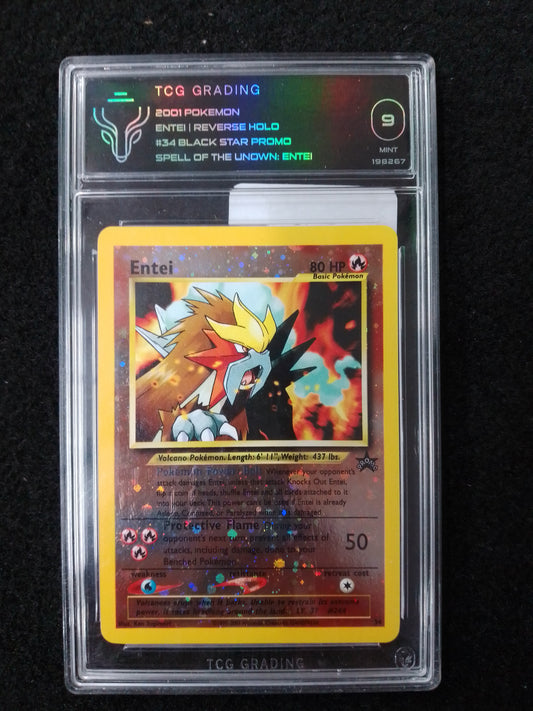 POKEMON ENTEI | REVERSE HOLO #34 BLACK STAR PROMO 2001 - TCG GRADED CARD 9 - N09428