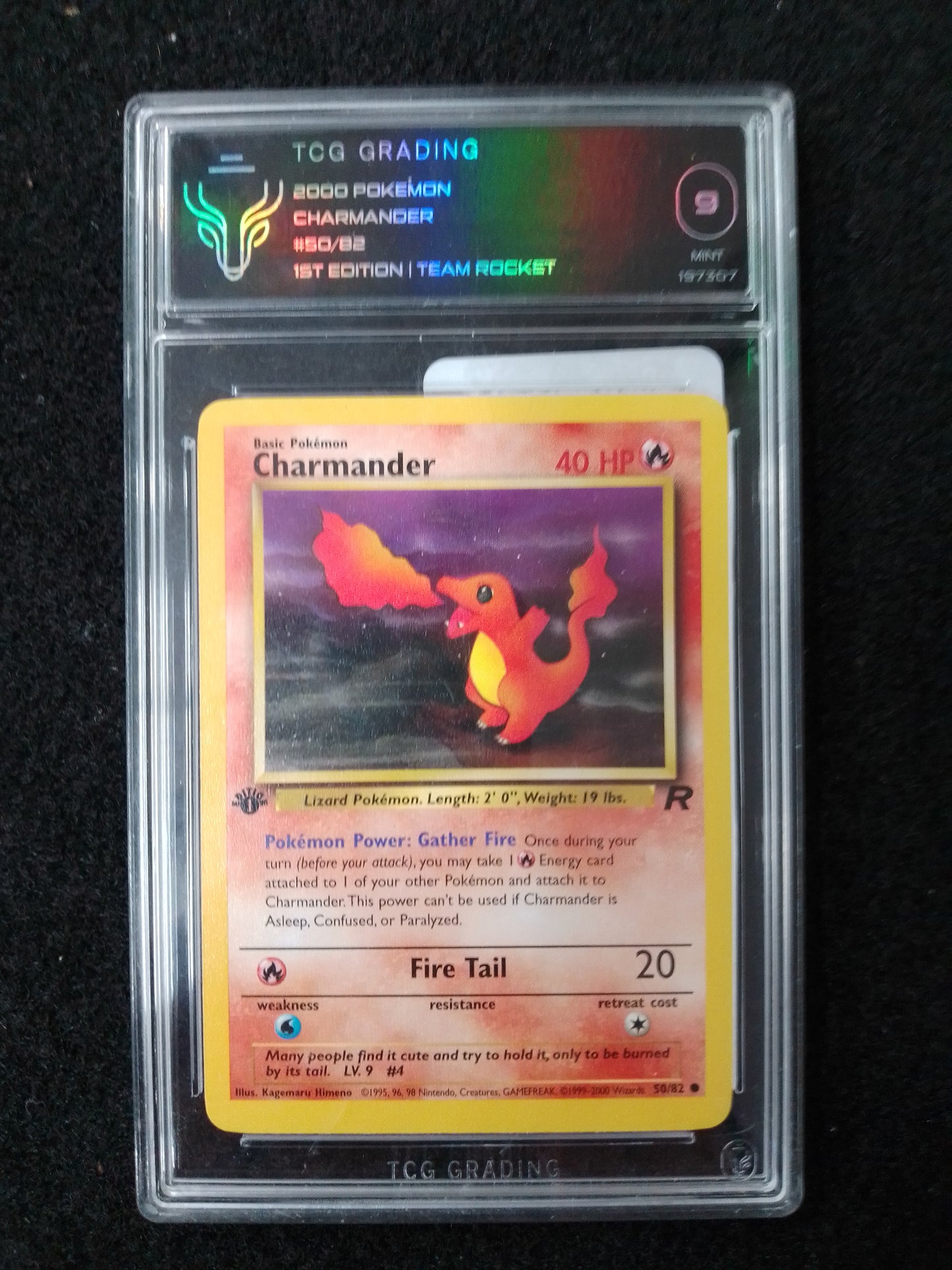 POKEMON 2000 CHARMANDER #50/82 - TCG GRADED CARD 9 - N09431