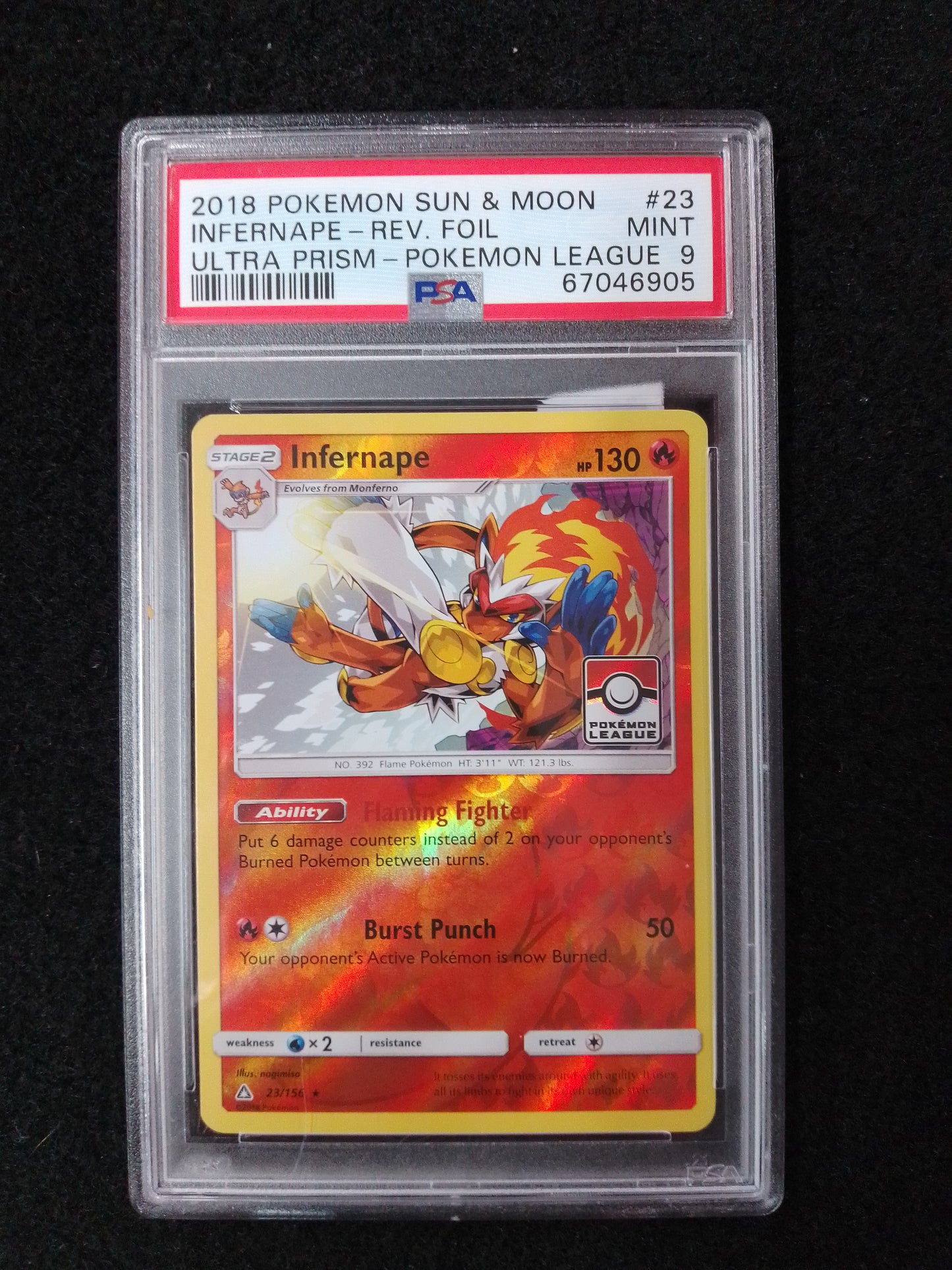 Pokemon 2018 Sun And Moon Infernape #23 - PSA Graded Card 9 - N09555