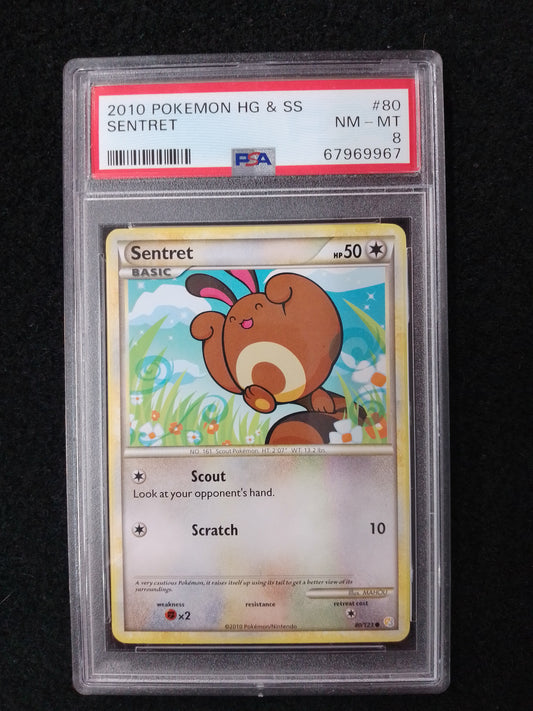 Pokemon 2010 HG & SS Sentret #80 - PSA Graded Card 8 - N09556