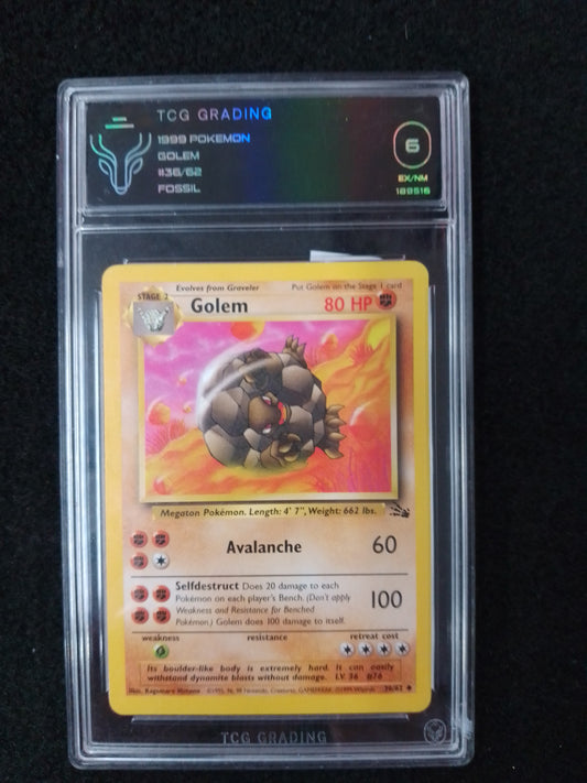 Pokemon 1999 Golem 36/62 Fossil - TCG Graded Card 6 - N09557