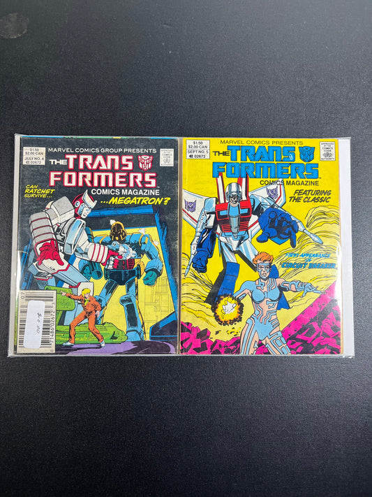 Tranformers #4 and #5 Marvel Comics 2 Comic Pack