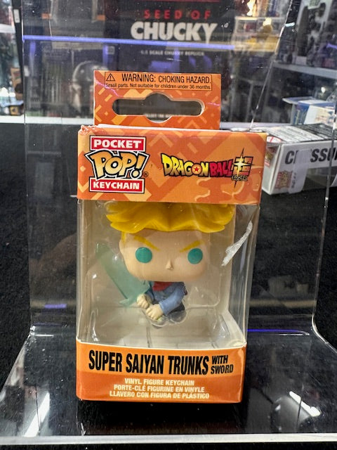 FUNKO Pop! Pocket Keychain Dragonball Super Saiyan Trunks With Sword Keyring