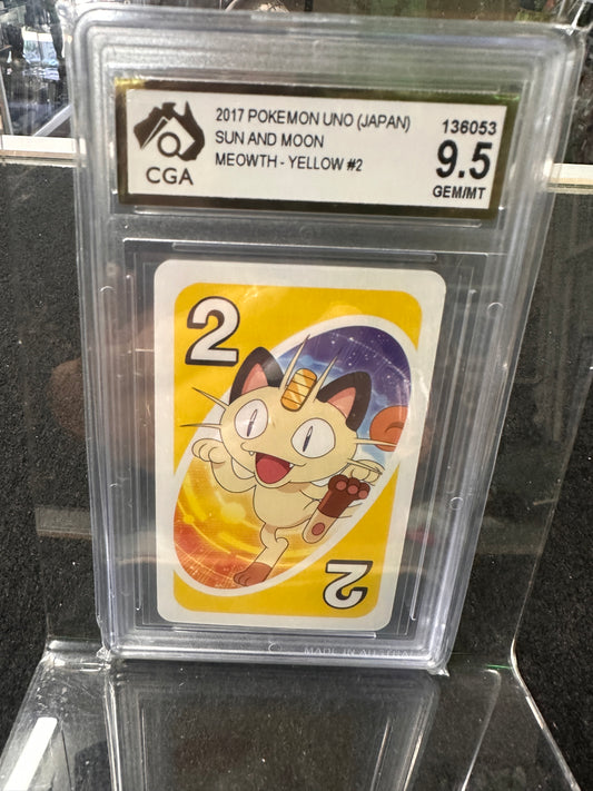 2017 Pokemon Uno (Japan Sun & Moon Meowth Yellow #2 9.5GEM/MT