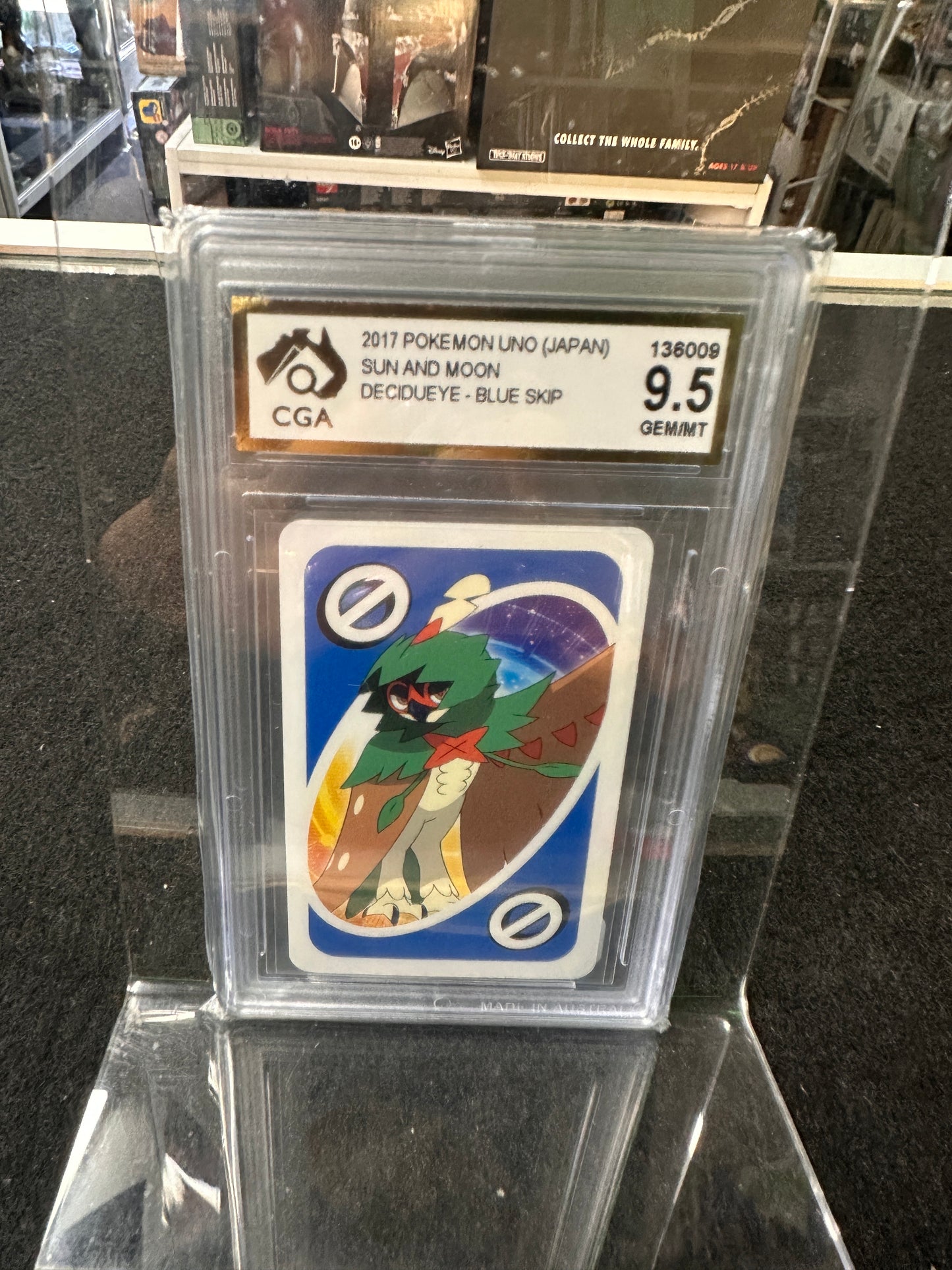 2017 Pokemon Uno (Japan Sun & Moon Decidueye - Blue Skip 9.5GEM/MT