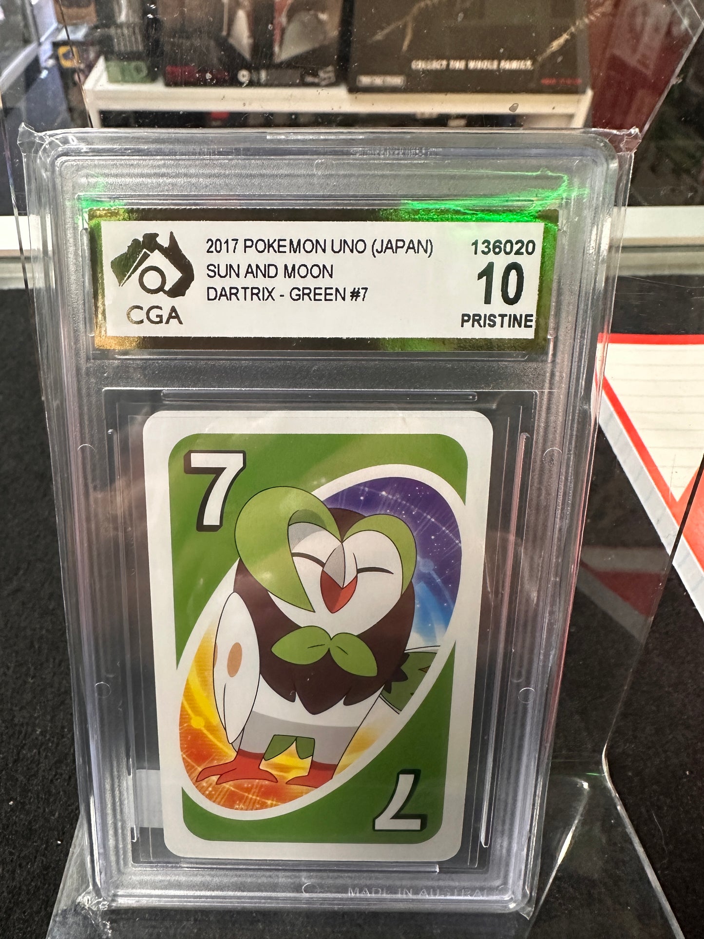 2017 Pokemon Uno (Japan Sun & Moon Dartrix Green #7 10 Pristine