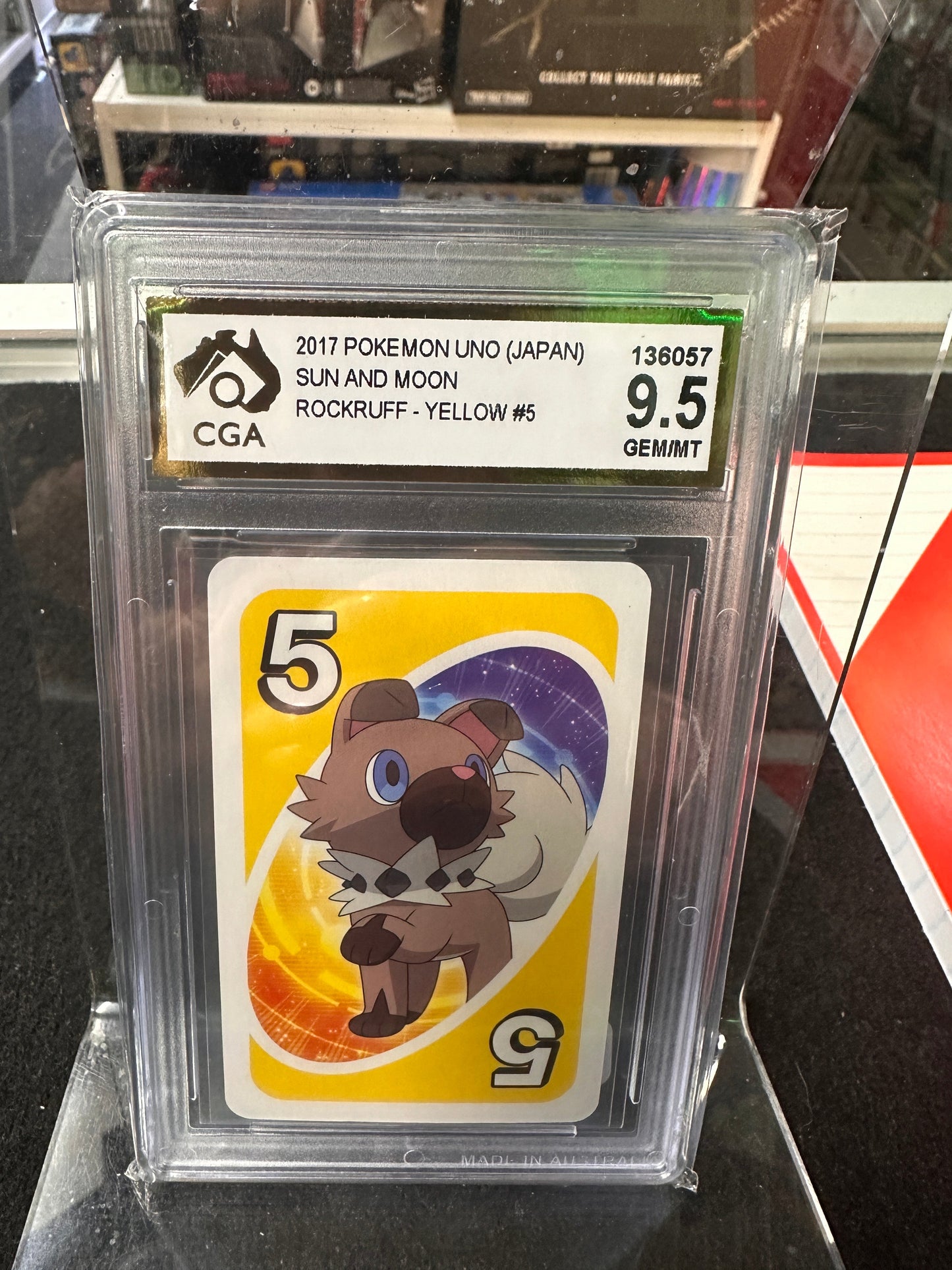 2017 Pokemon Uno (Japan Sun & Moon Rockruff Yellow #5 9.5GEM/MT