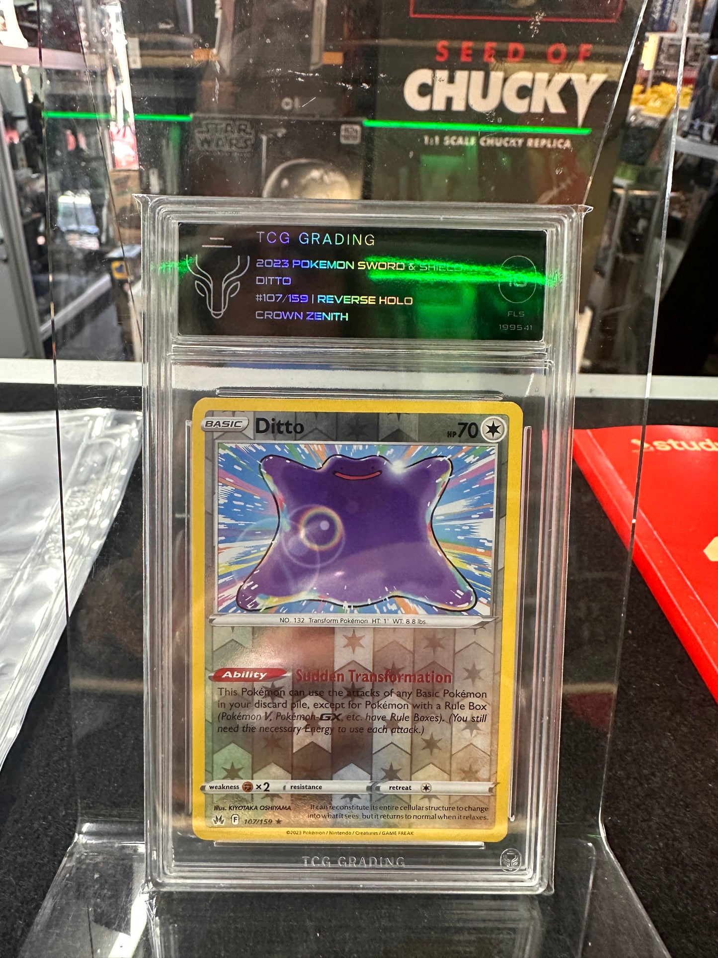 2023 Pokémon Crown Zenith Ditto 107/159 Reverse Holo TCG 10 FLS