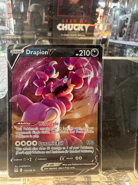 Pokemon TCG Card Drapion V 118/196 Lost Origins Holo Rare