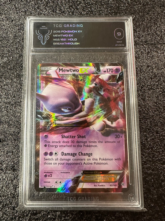 2015 POKEMON XY MEWTWO EX #62/162 HOLO BREAKTROUGH TCG 9 MINT