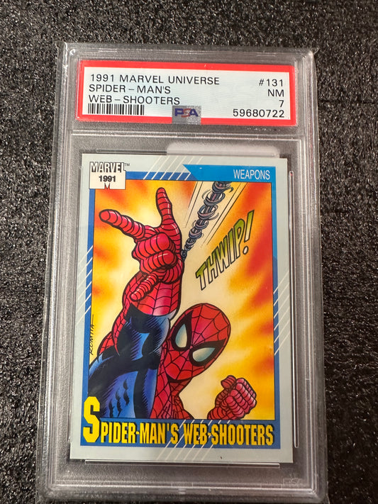 1991 MARVEL UNIVERSE SPIDER-MAN'S WEB SHOOTERS #131 PSA NM 7