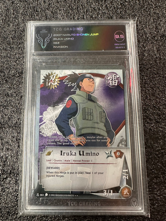 2007 NARUTO SHONEN JUMP IRUKA UMINO #63 INVASION TCG 9,5 GEM MINT