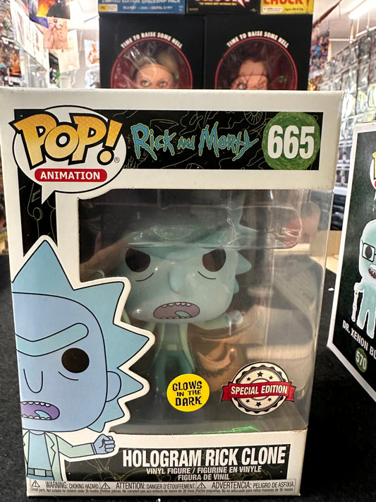 FUNKO POP RICK AND MORTY HOLOGRAM RICK CLONE #665