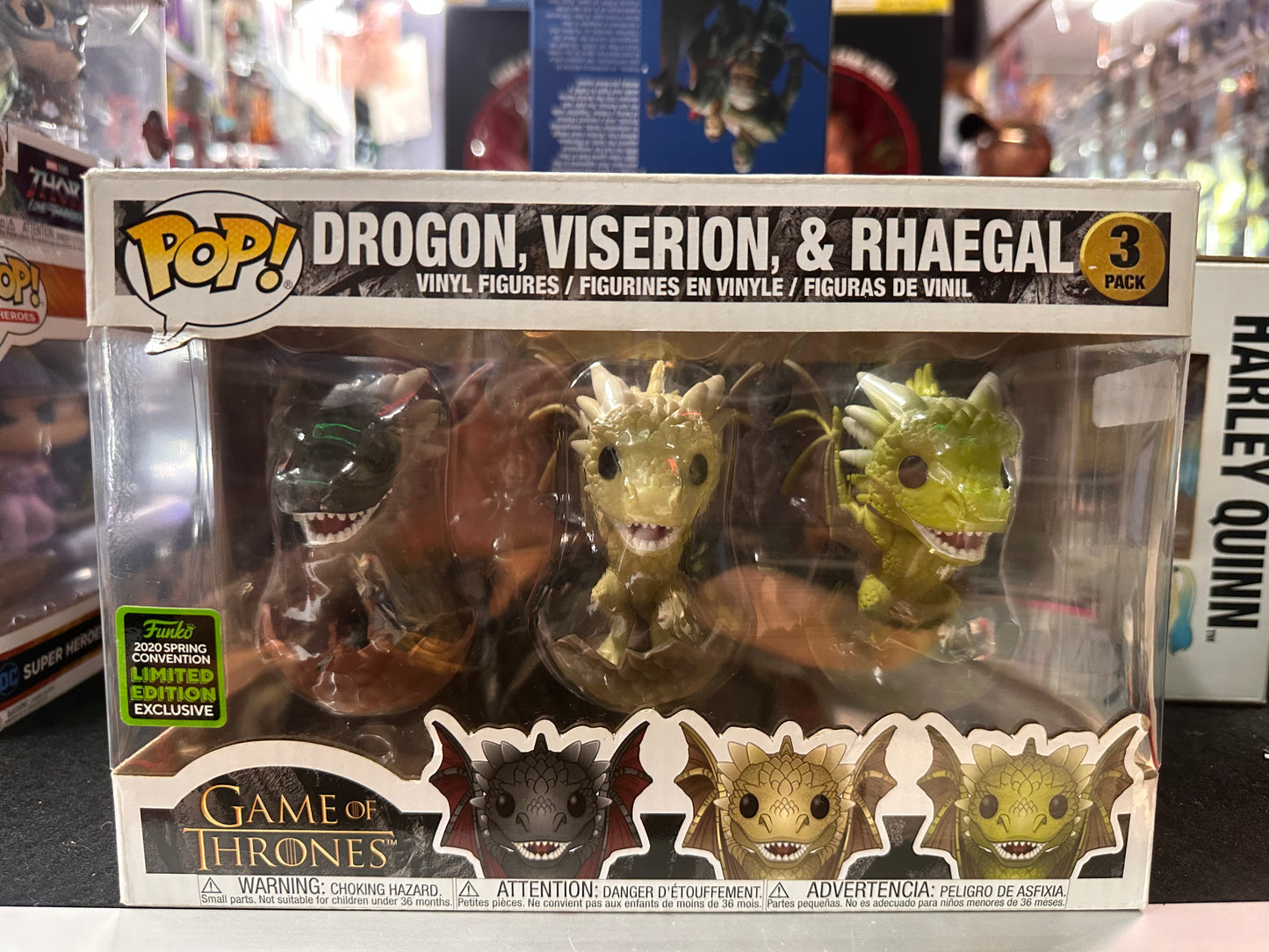 FUNKO POP GAME OF THRONES DROGON, VISERION & RHAEGAL 3 PACK