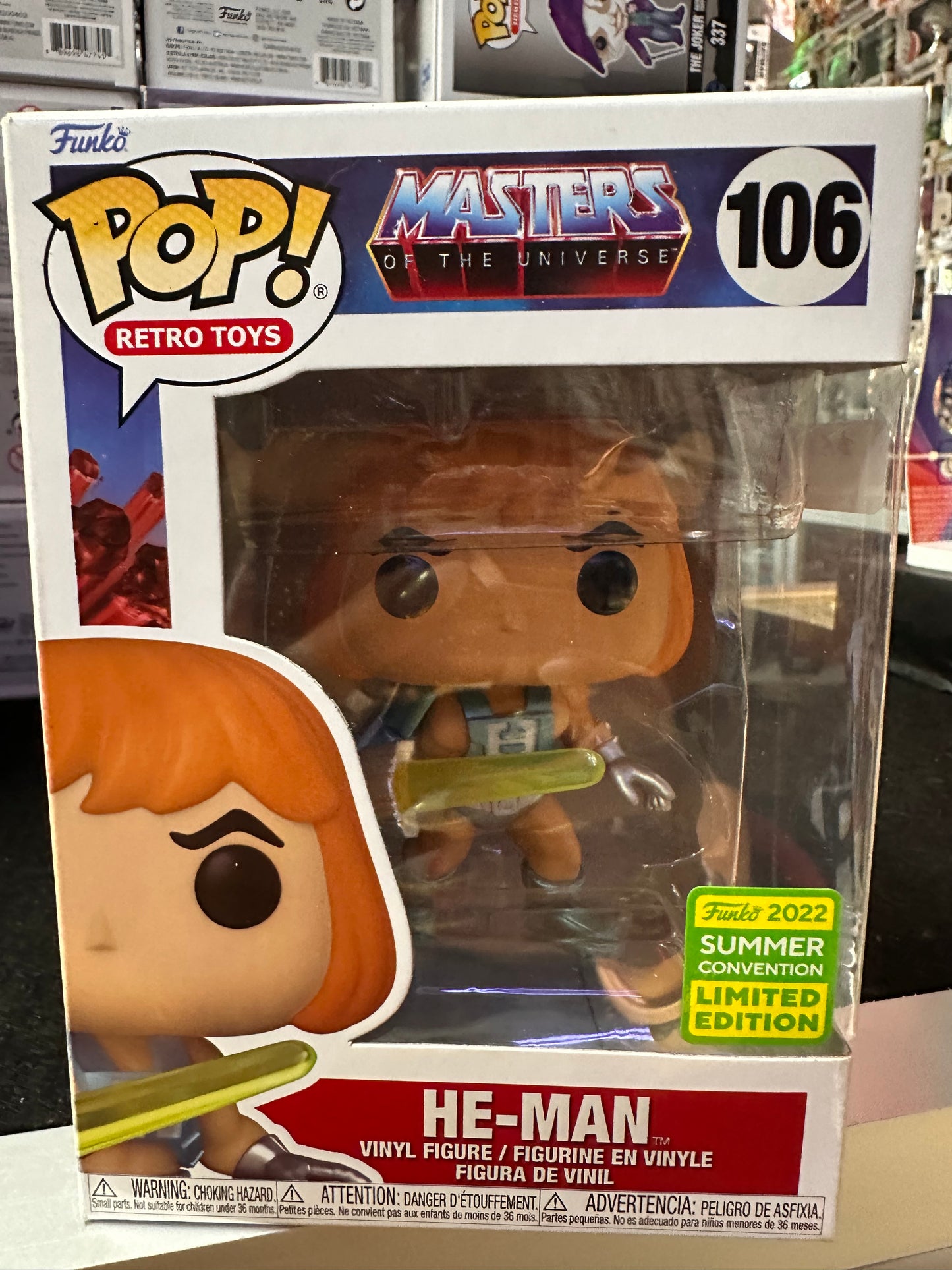 FUNKO POP MASTERS OF THE UNIVERSE HE-MAN #106 2022 SUMMER CONVENTION LIMITED EDITION