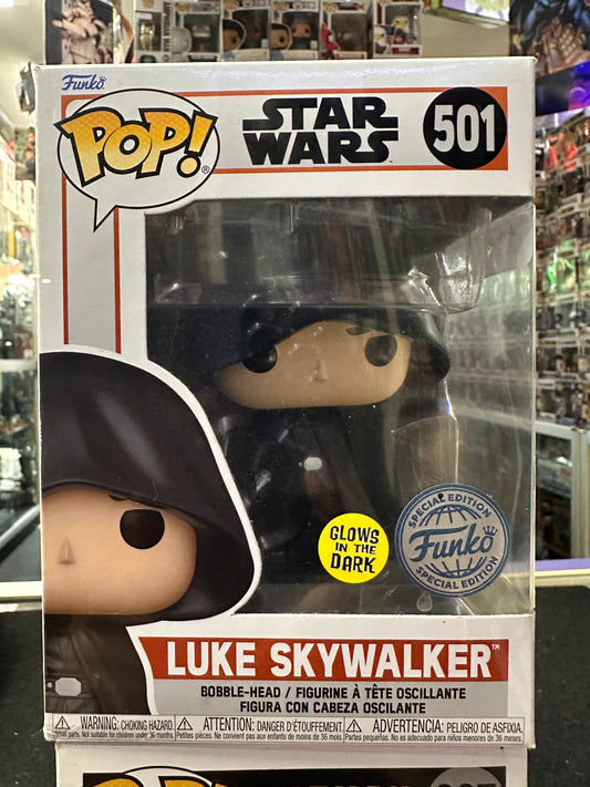 FUNKO POP STAR WARS LUKE SKYWALKER #501 SPECIAL EDITION GLOWS IN THE DARK